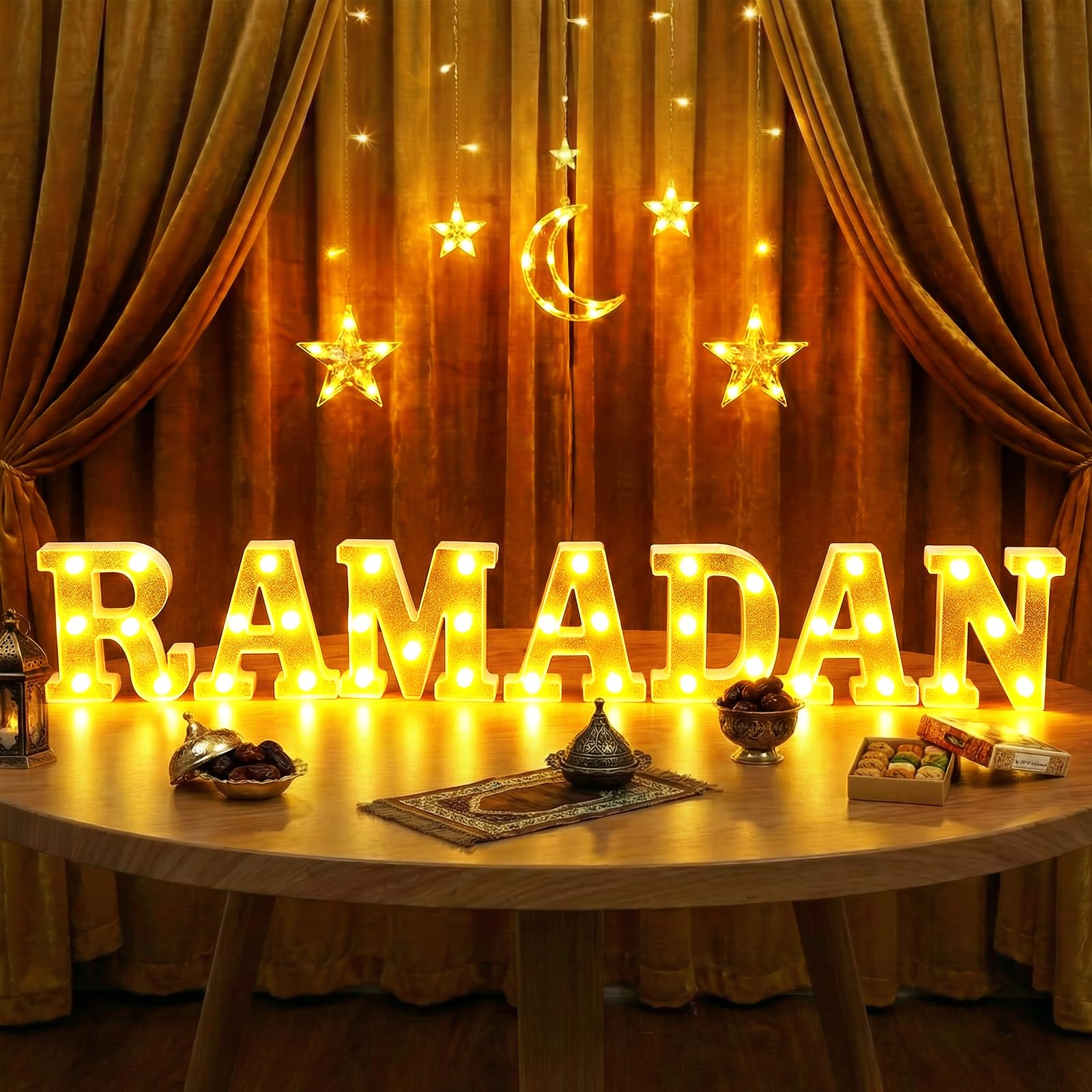 Aurelema Sukkot Large LED Letter Sign LED Lights, Ramadan, 8.27 Inches