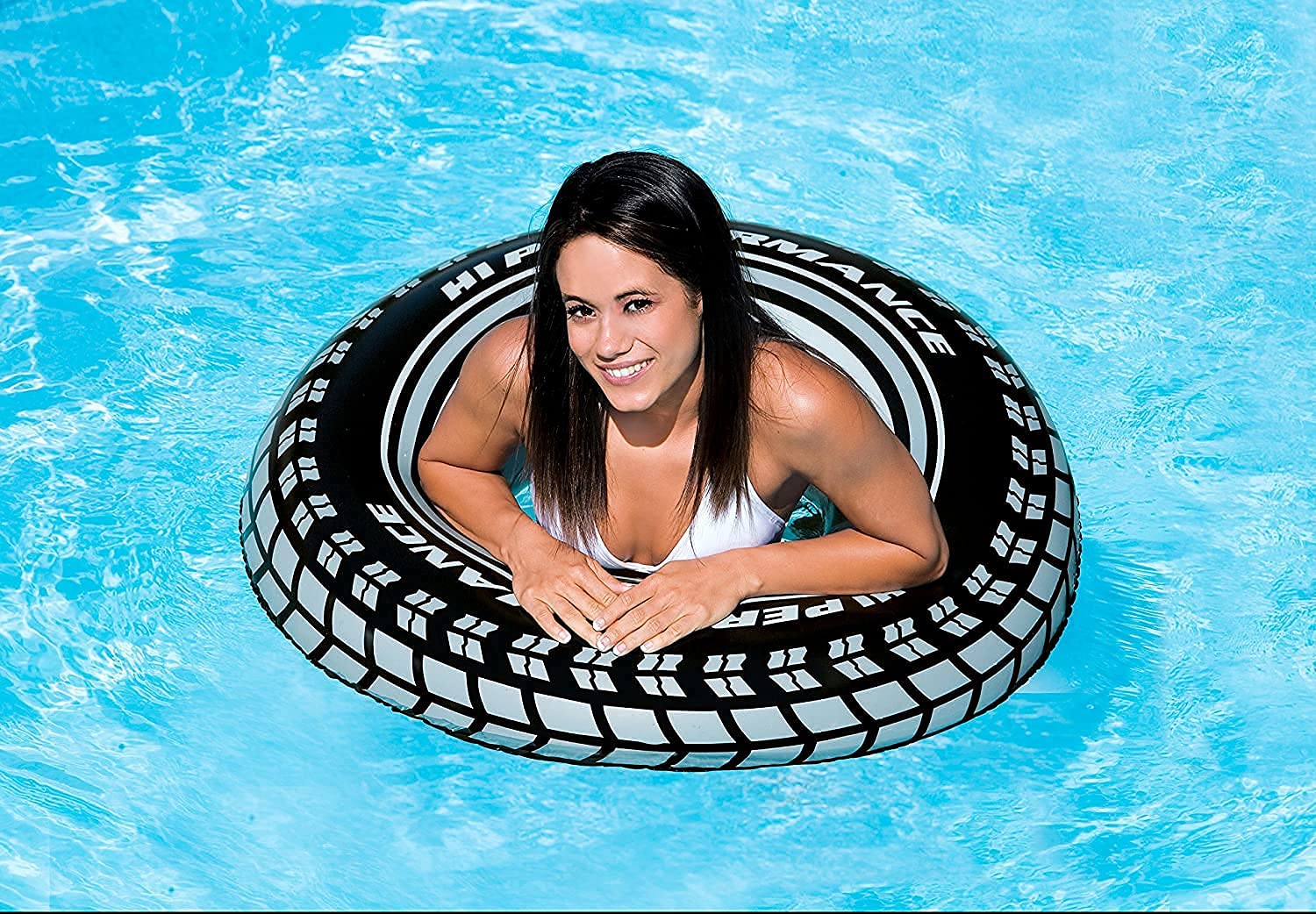 PRISMAXIC Inflatable Kiddie Swim Pool Water Float Ring Cruiser Red Fire Engine Shape Tube Boat for Kids - 29" x 23" (TYRE) 2