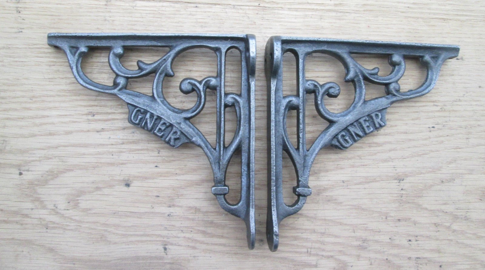 Ironmongery World5" PAIR GNER RAILWAY ANTIQUE VINTAGE STYLE CAST IRON SHELF BRACKET WALL MOUNTED