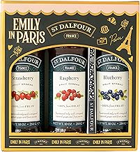 St. Dalfour Coffret Confiture – Édition Emily in Paris – 100% fruits, sans sucre ajouté, sans gluten – 3x284g (Fraise/Framboise/Myrtille) avec cuillère