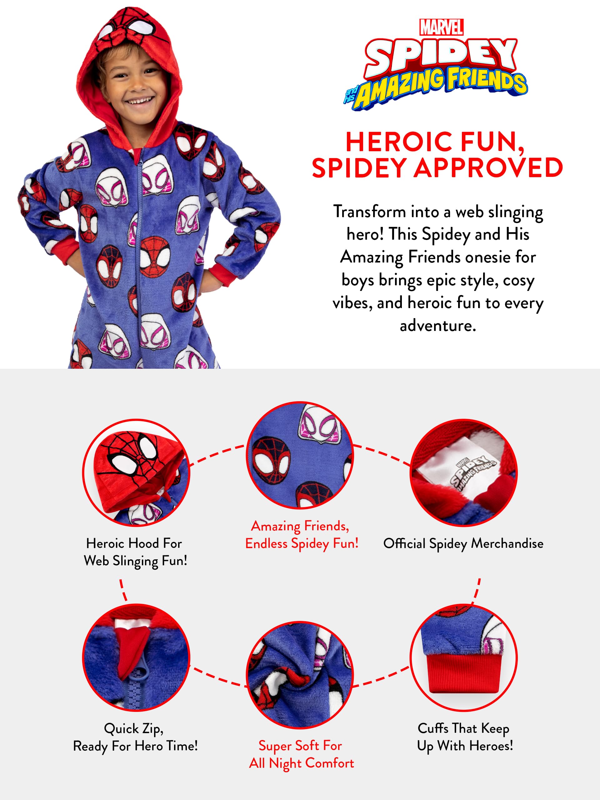 Marvel Pigiama Bambino | Spiderman Pigiama Intero Bambini | Pigiamone Pile Bambino | 2 E 8 Anni