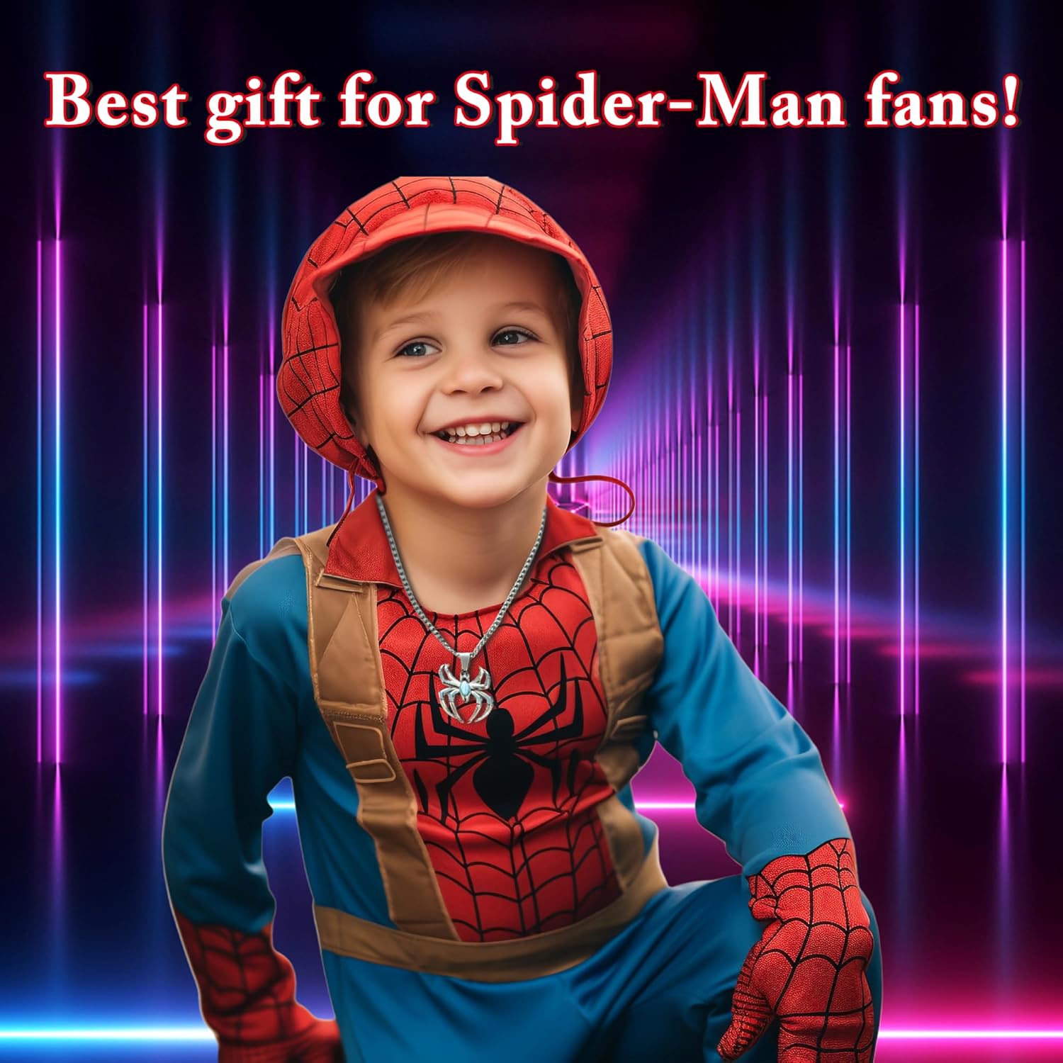 Spider man Fans Rejoice Light Blue Cubic Zircon Inlaid Necklace,Durable Stainless Steel Chain for Affordable Superhero Style(Silver) - Image 4