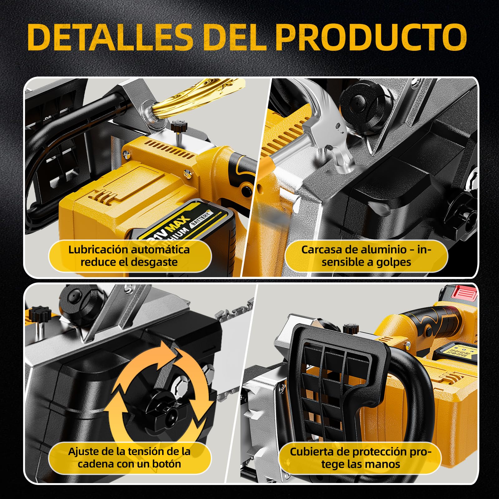 Motosierra eléctrica portátil, batería sin escobillas de 2200 W, lubricación automática de la cadena y freno de cadena, adecuado para trabajos forestales y de madera.