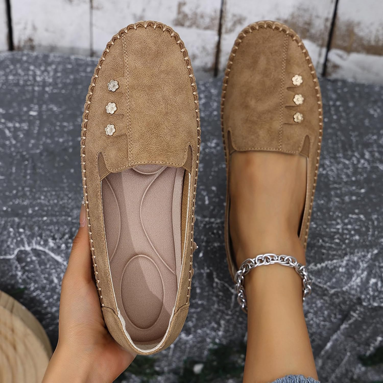 Orthopedic Loafers for Women, Orthopedic Leather Shoes, Lightweight, Anti-Slip, Breathable for Women Slip On Flat-Soled Comfortable Soft Leather Loafers - Image 5