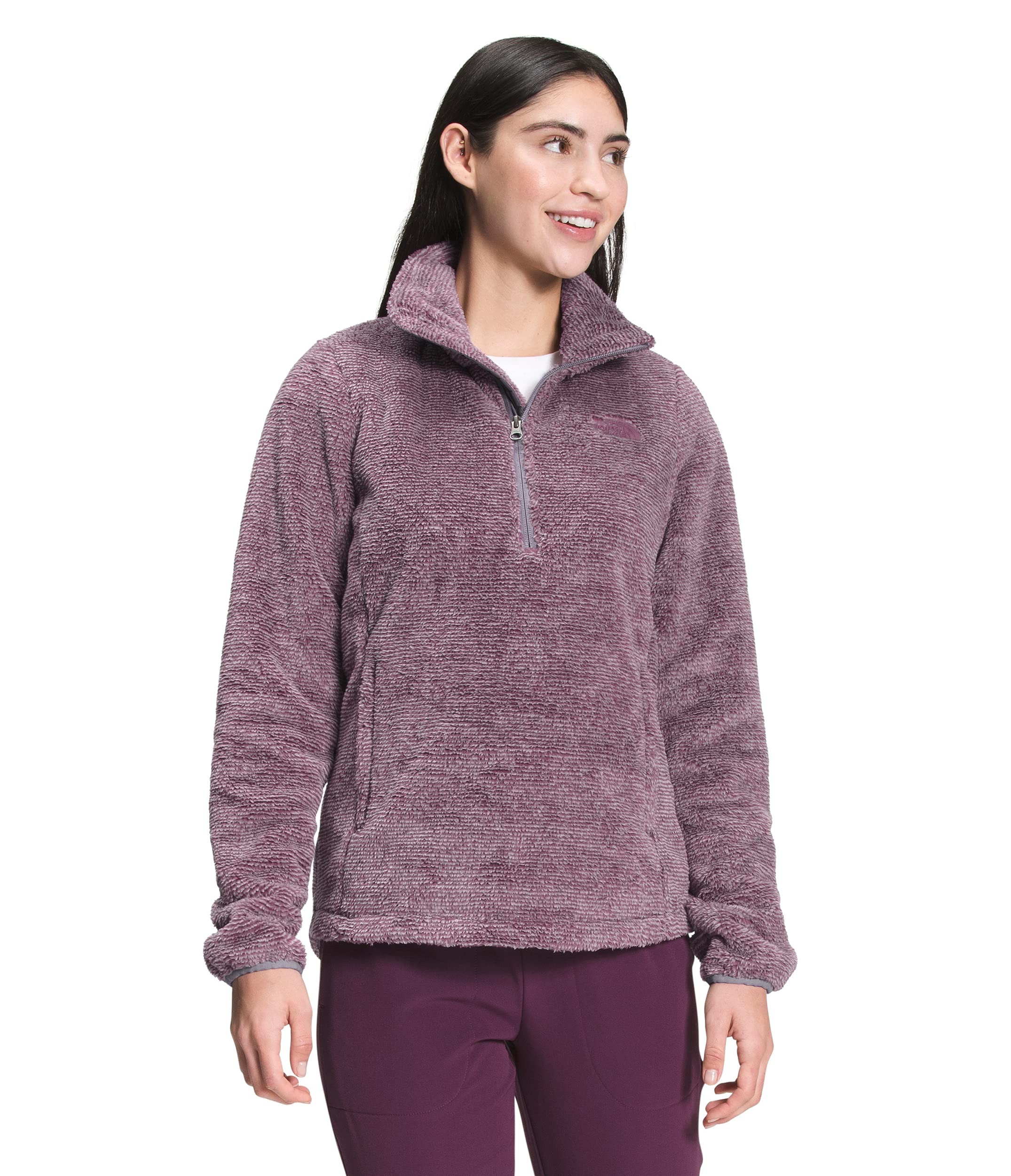 THE NORTH FACE Women's Printed Multi-Color Osito ¼ Zip Pullover, Minimal Grey/Pikes Purple, XL