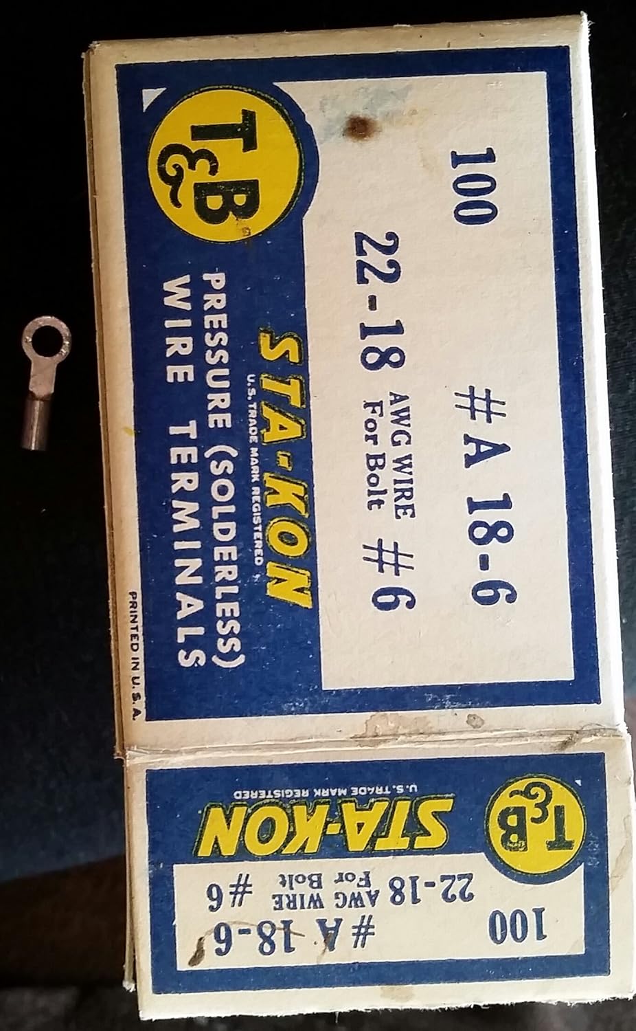 StaKon Thomas & Betts Wire Terminals A 186 2218 AWG for Bolt 6