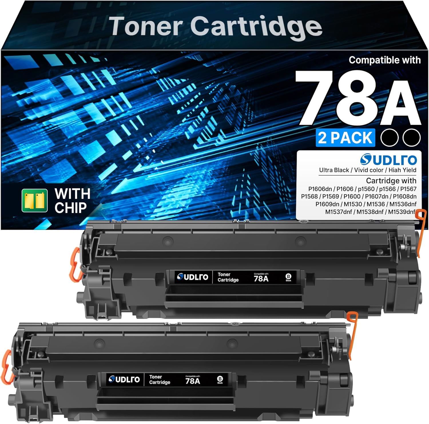 78A Toner Cartridge Replacement for HP 78A Black Toner Cartridge CE278A Works with P1606dn P1606 P1600 M1536dnf P1606 P1566 P1560 M1536 MFP Printer | 2 Black