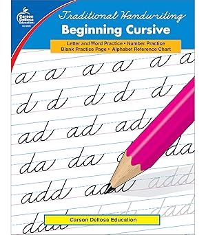 Carson Dellosa Beginning Cursive Handwriting Workbook for Kids Ages 7+, Letters, Numbers, and Sight Words Handwriting Practice, Grades 2-5 Cursive Handwriting Workbook, (Traditional Handwriting)