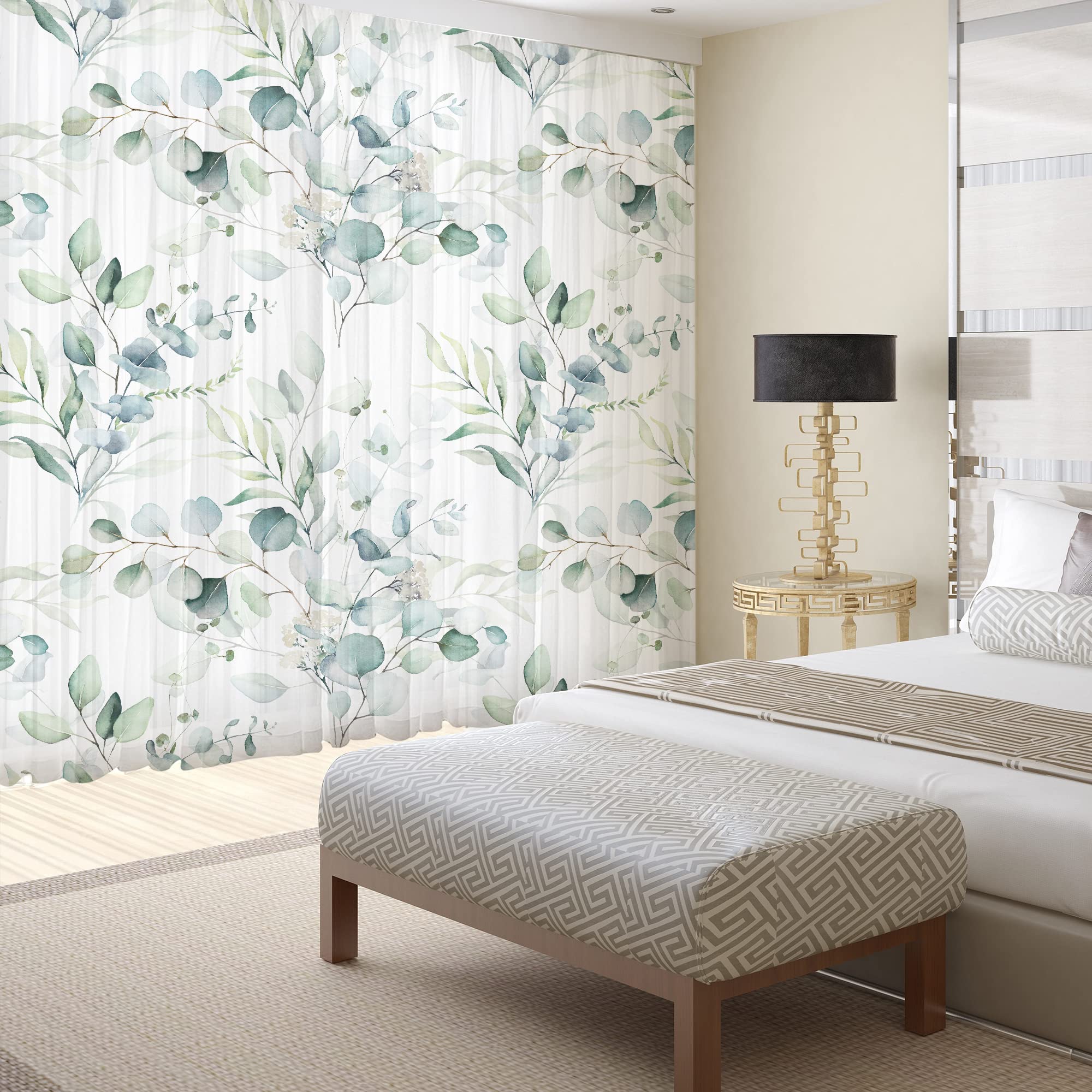 2 Chiffon-Vorhänge Mit Blumenmuster – Durchsichtig, 213,4 Cm Lang, Für Wohnzimmer & Schlafzimmer