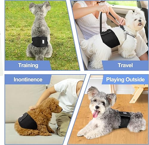 Miniatura 6 de Pañales reutilizables para perros machos, 3 unidades, lavables de alta calidad para perros machos pequeños, de alta absorción, para perros machos