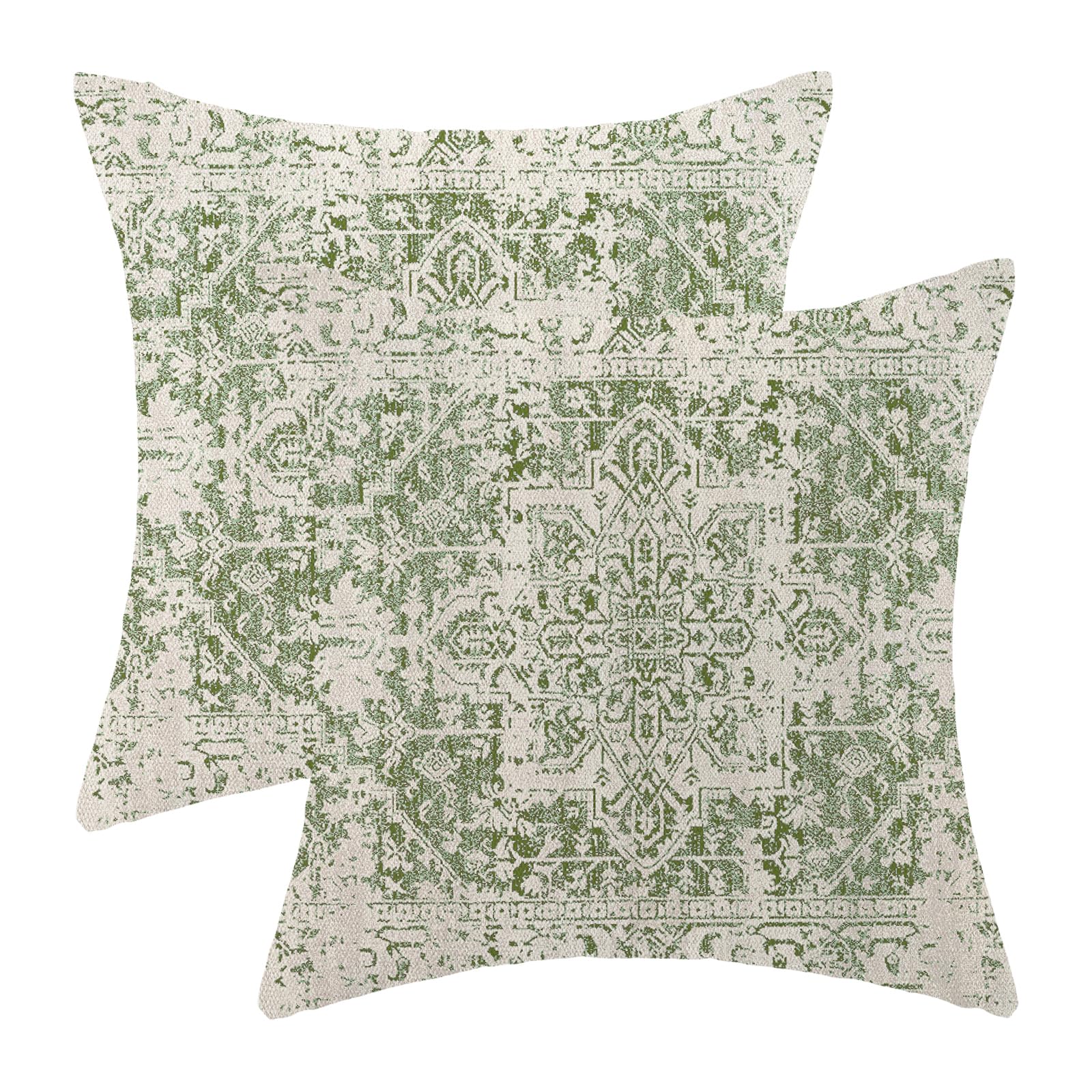 Yxuiyal Boho Pillow Covers 18x18 Set of 2 Vintage Sage Green Carpet Pattern Throw Pillow Covers Decoration Outdoor Bohemian Rug Decorative Pillowcase Farmhouse Linen Cushion Cover for Home Sofa Couch — image 1