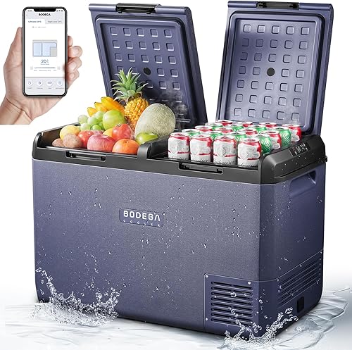 BODEGA COOLER - Refrigerador de coche de 12 voltios, 79 cuartos (75 L) IPX4 impermeable, refrigerador de coche RV con control de aplicación de doble