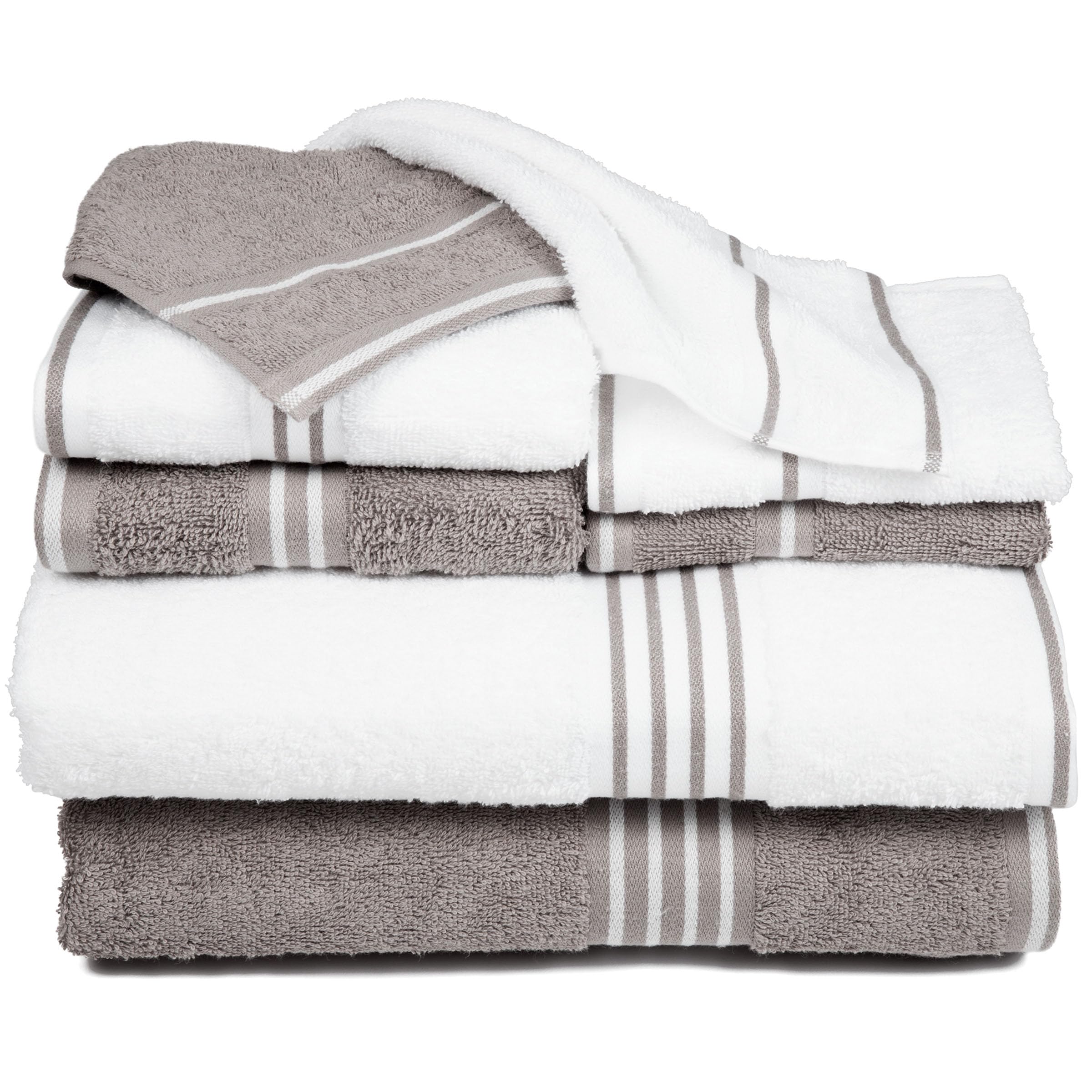 Lavish Home Rio 8 Pezzi Set di Asciugamani in Cotone Egiziano, Nero White & Silver Lavish Home Rio 8 Pezzi Set di Asciugamani in Cotone Egiziano, Nero White & Silver