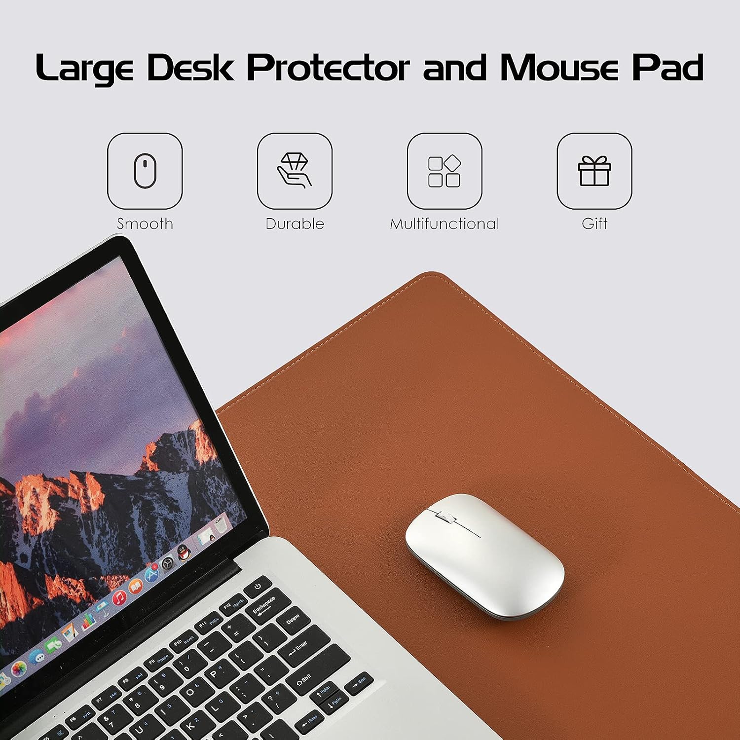 Wolaile Desk Pad,36x17 inch Large Leather Keyboard Mouse Pad,Desk Mat Home Office Desktop Protector,Waterproof Non-Slip Writing Desk Blotter for Computer Laptop,Brown : Office Products
