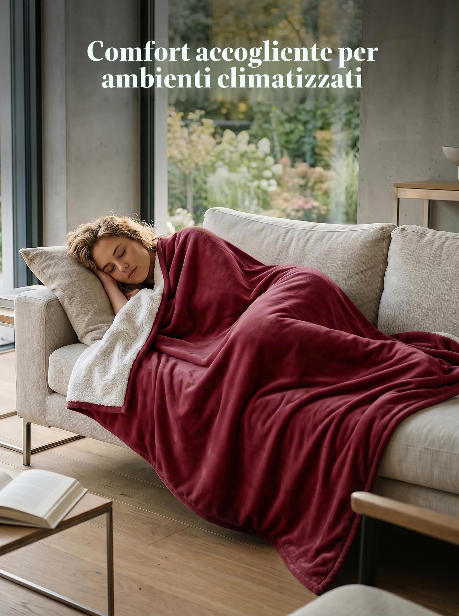 Utopia Bedding Coperta Sherpa [Rosso, 228x259 cm] - Coperta reversibile in pile caldo e spesso 480 GSM per letto, divano, divano, campeggio e viaggi