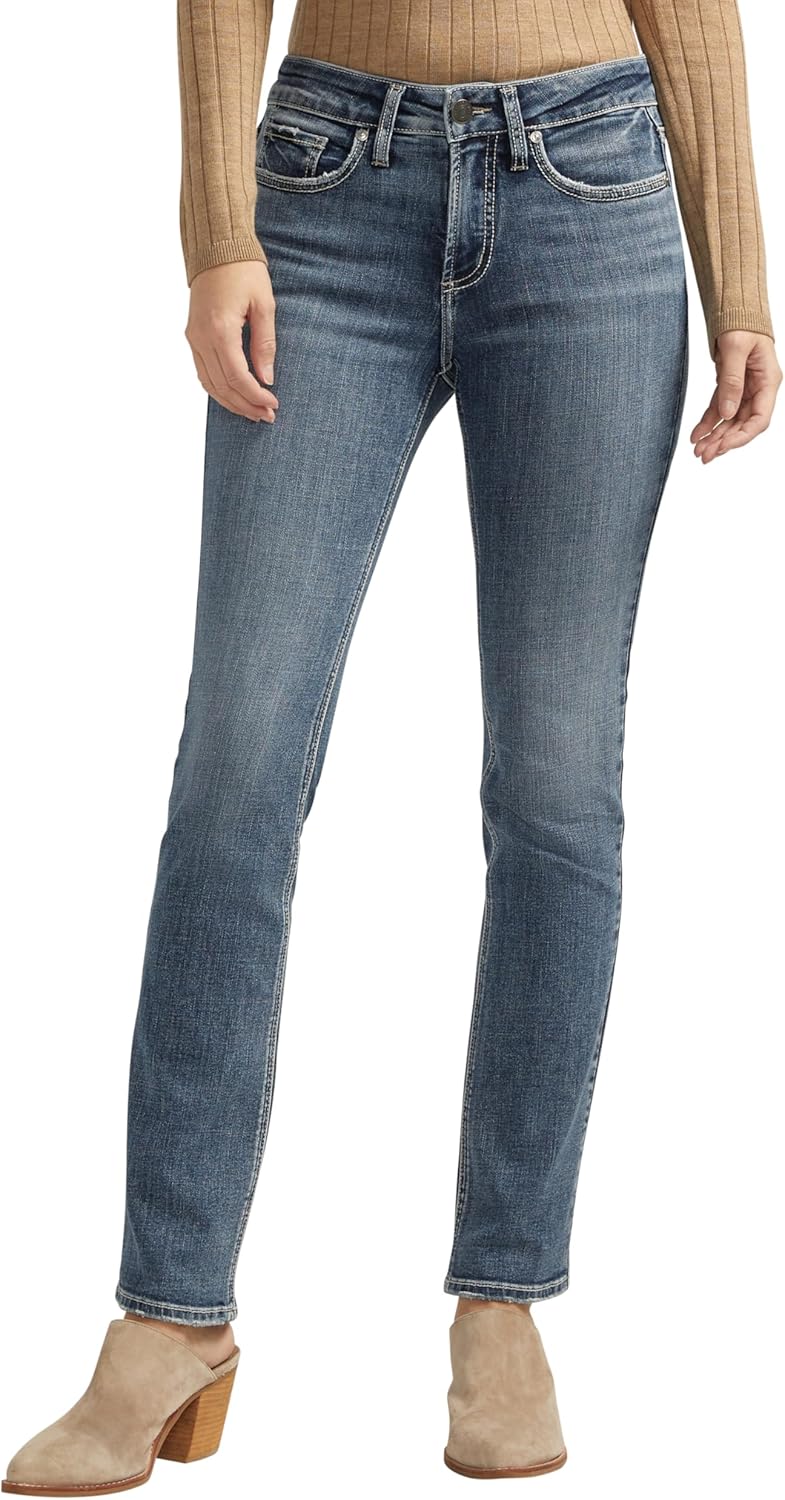 Silver Jeans Co. Women’s Suki Mid Rise Curvy Fit Straight Leg