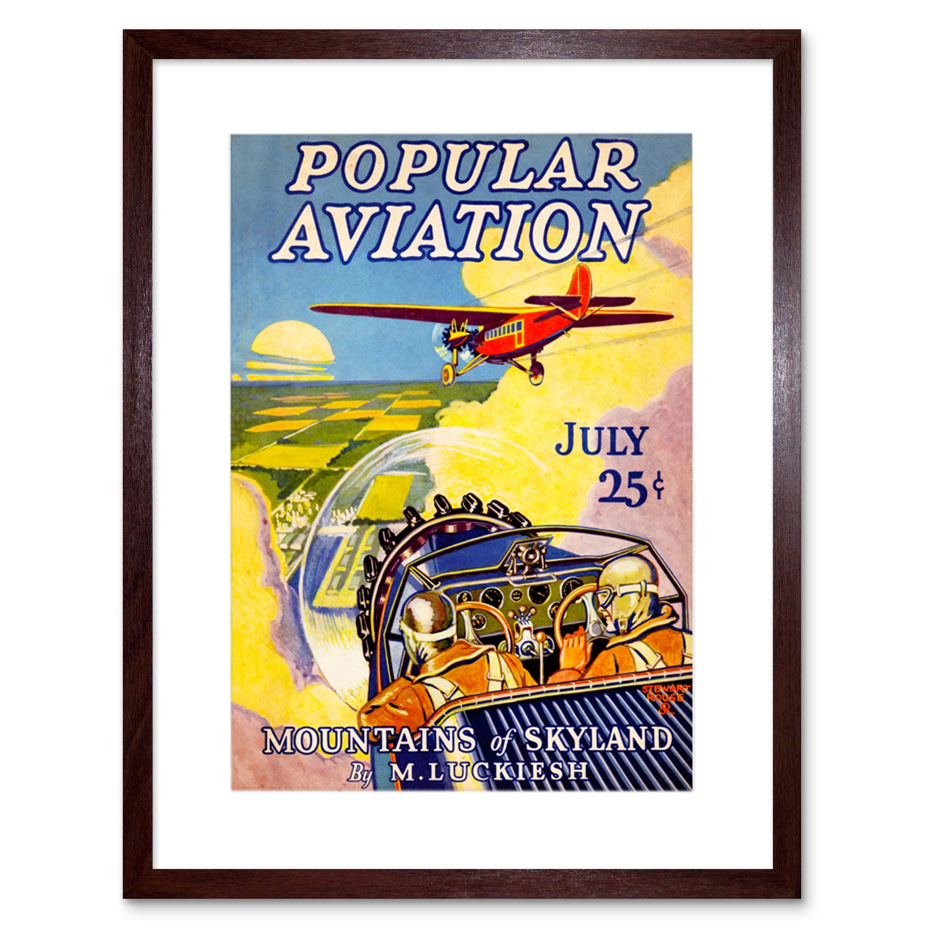 Wee Blue Coo Ad Magazine Cover Popular Aviation Plane Sun Sky Fly Framed Wall Art Print