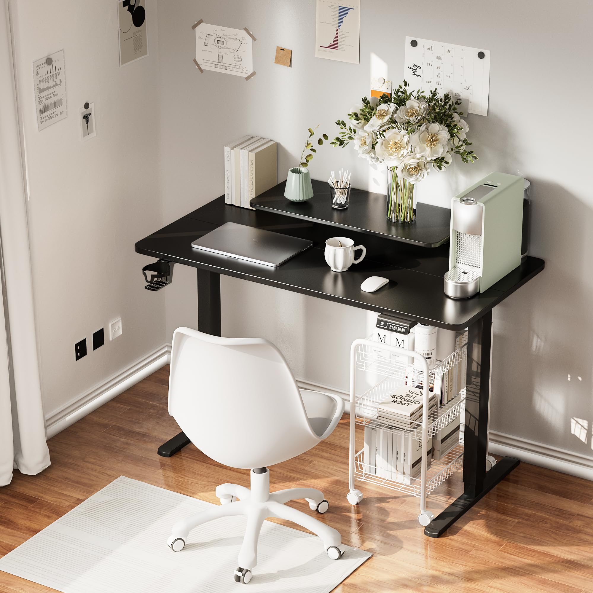 JUMMICO Electric Standing Desk Adjustable Height Desk 47 x 24 Inch with Monitor Stand Home Office Computer Desk — view 7