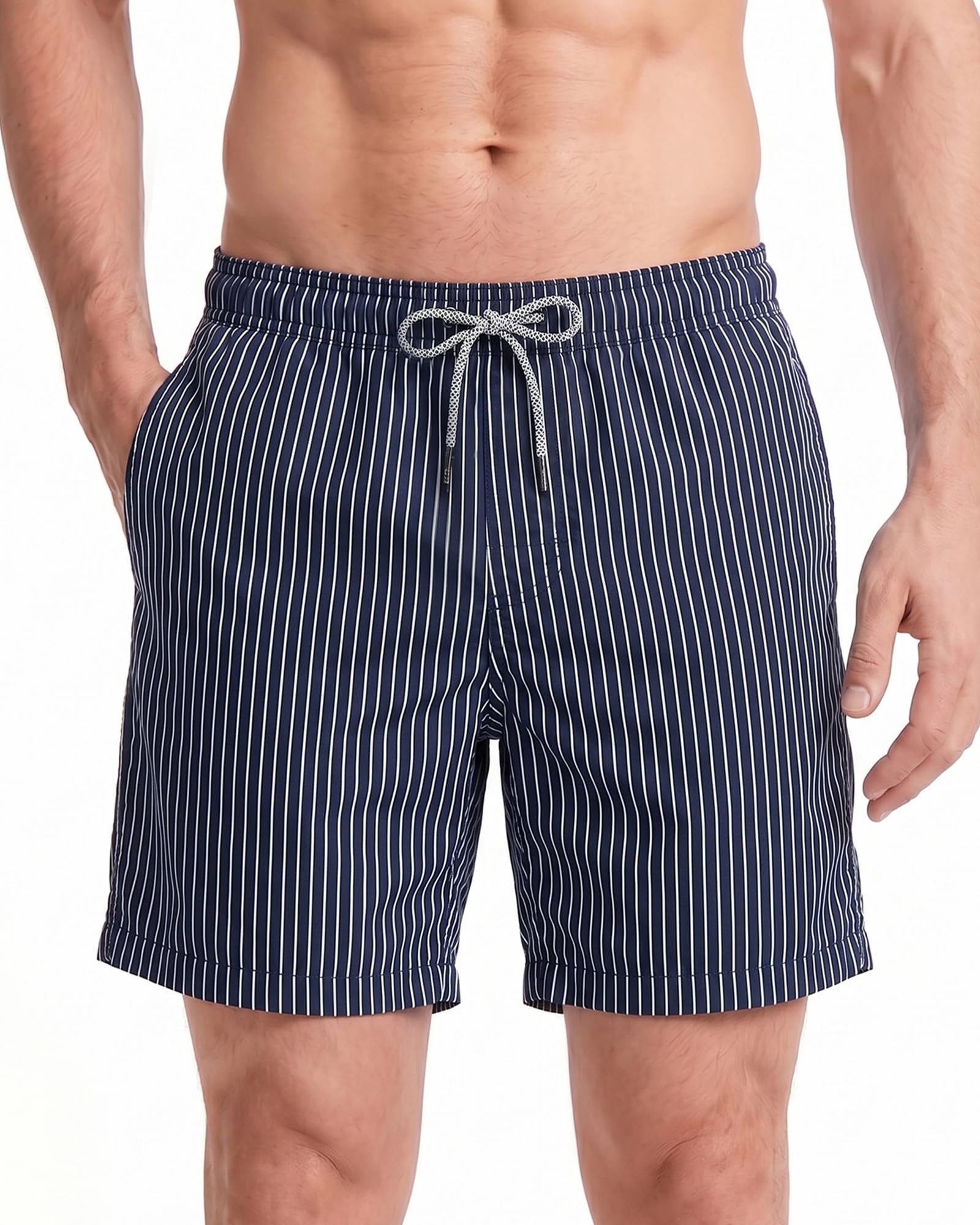 maamgic Badehose Herren Badeshorts Schnelltrocknend mit Mesh-Futter | Schnelltrocknend, Glatter leichter Stoff, Knitterarm, Modisches Design, Seitentaschen, Klett-Rücktasche, Kordelzug