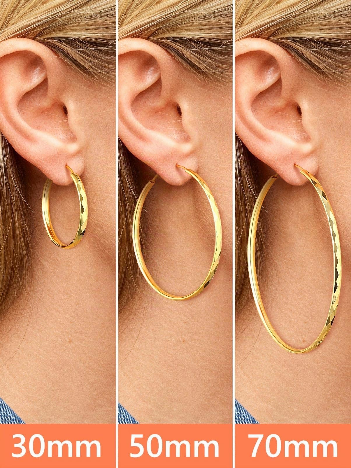 Silvora Aros Oro 18K Mujer Pendientes Hoop Earrings Medianos Plata 925