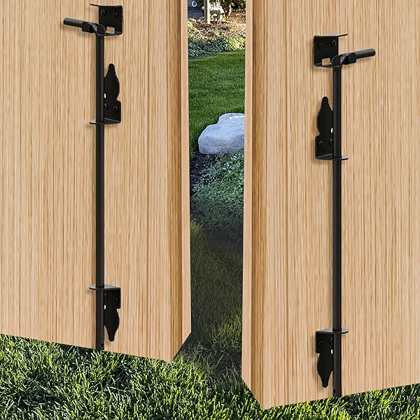 18 Inch Heavy Duty Cane Bolt Gate Drop Rod, Drop Rod Kit for Double Gate, PVC Vinyl Metal Fences Gate Hardware, Wrought Iron Gate Latch for Wooden Fences Metal Gates Doors, Black Finish, 2 Pack