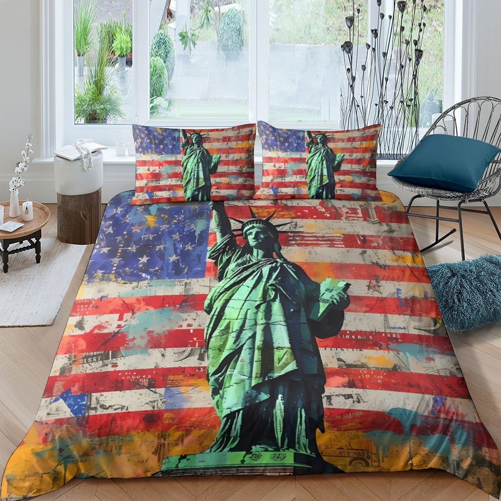 Statue of Liberty Bedding Set Microfiber Teen Urban Art