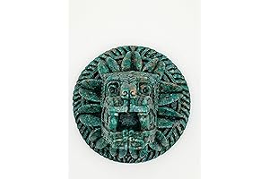 2.5In Green Malachite Ground Stone Maya God Handmade of Figurine Quetzalcoaltl