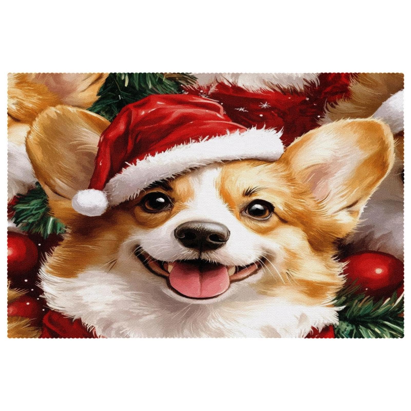 Set de table Noël Corgi pour une décoration de cuisine festive