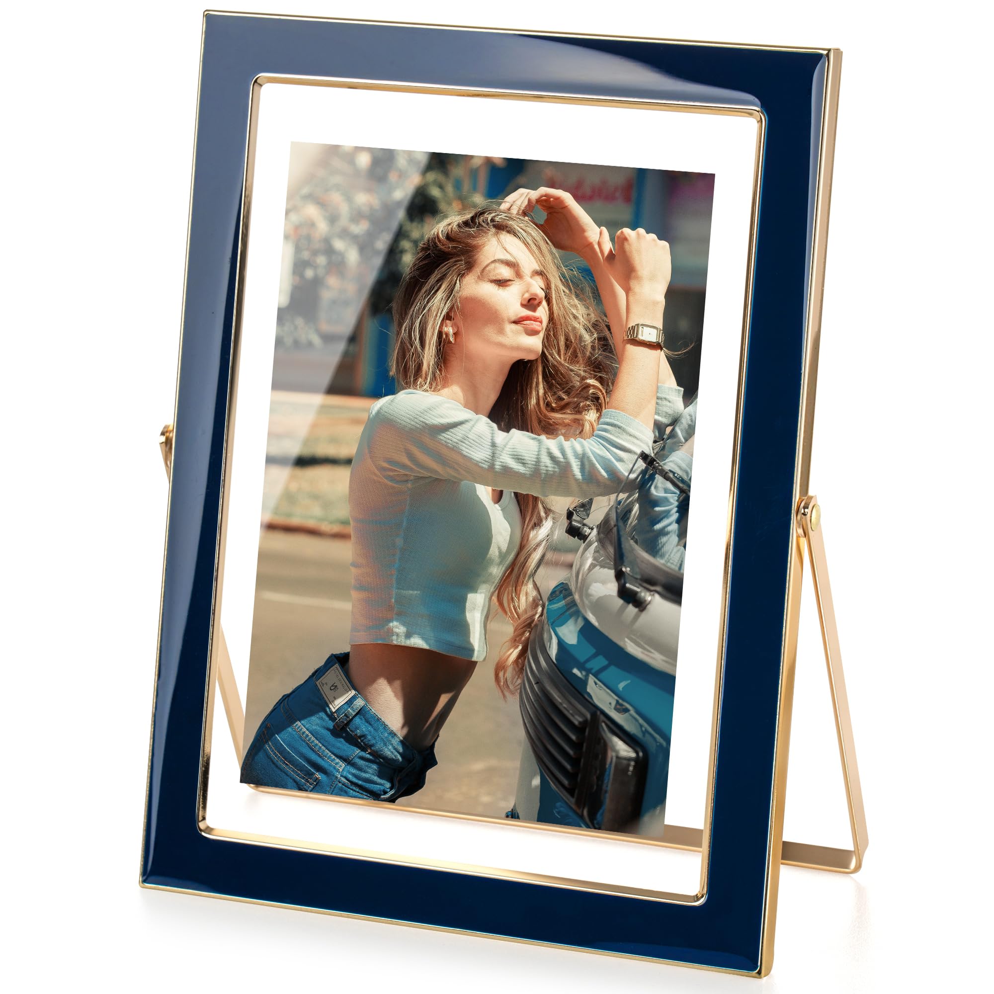 YA−MAN STA-205L BLUE Amazon.com - Axeman 5x7 Gold Floating Frame Navy Blue Enamel