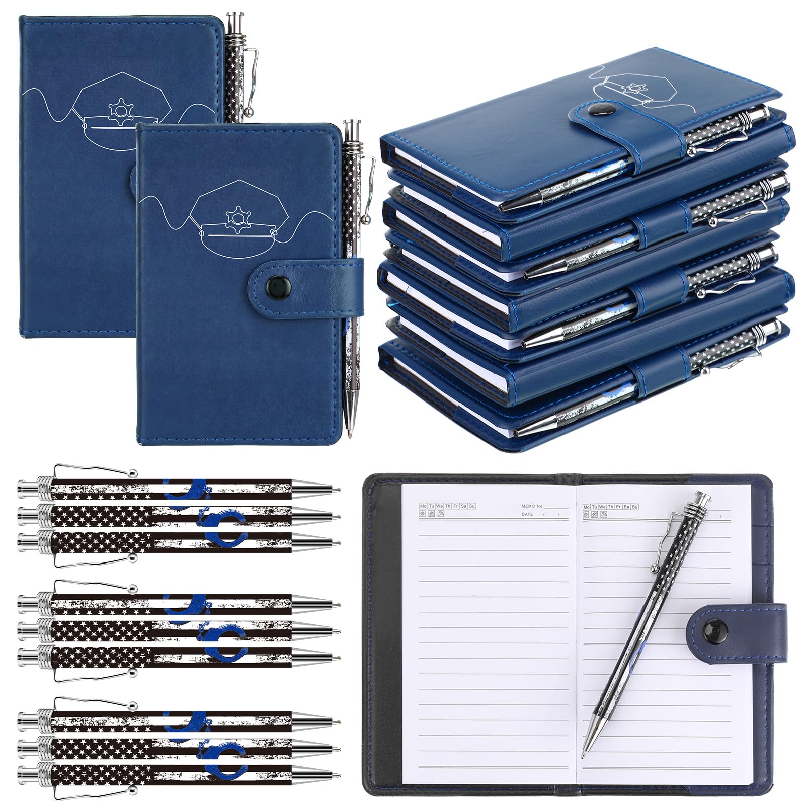 20 Sets Christmas Police Gifts Pocket Leather Notebooks Handcuff Pens