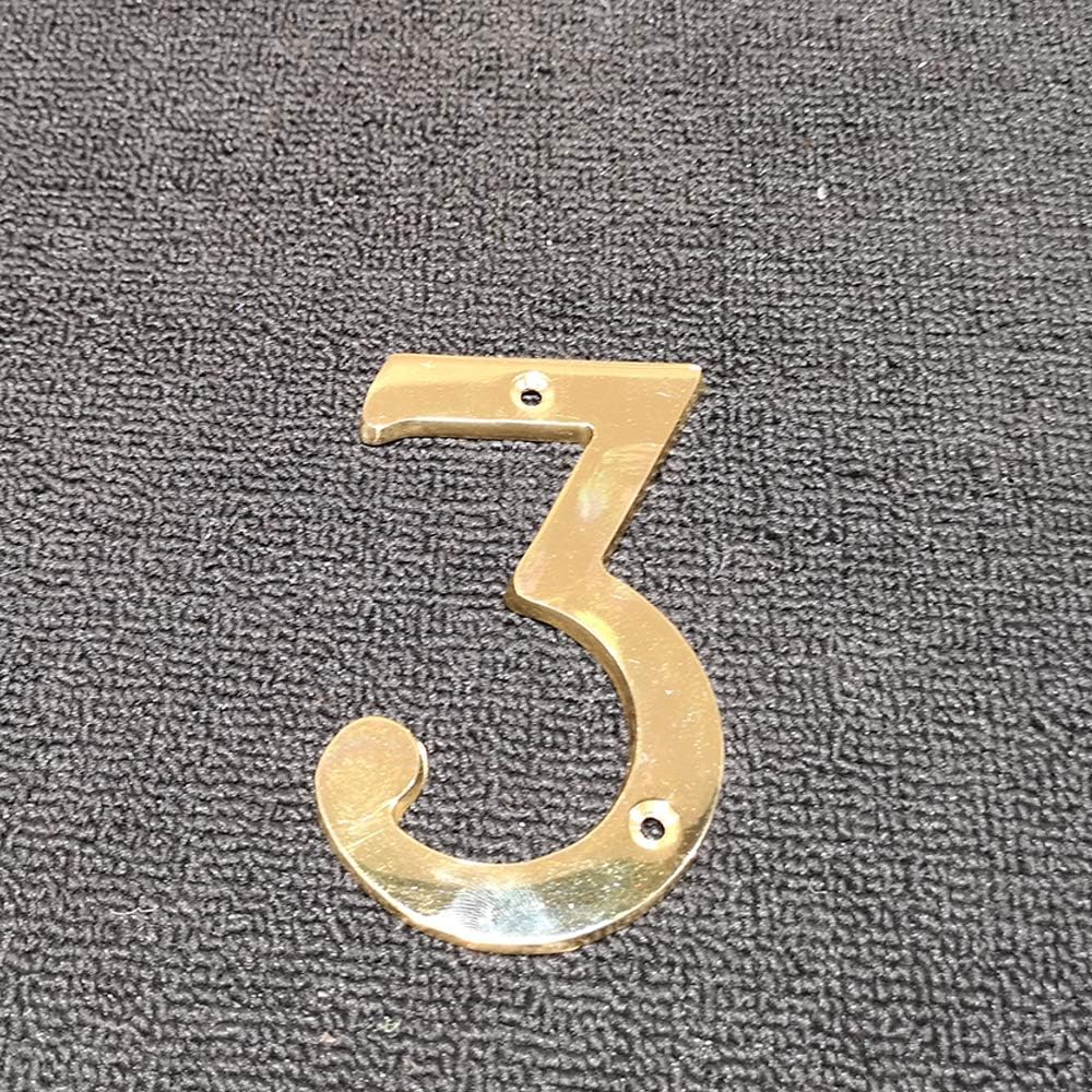 4 Inch Premium Bright Solid Brass Door House Numbers and Street Address Plaques Numbers for Residence and Mailbox Signs.