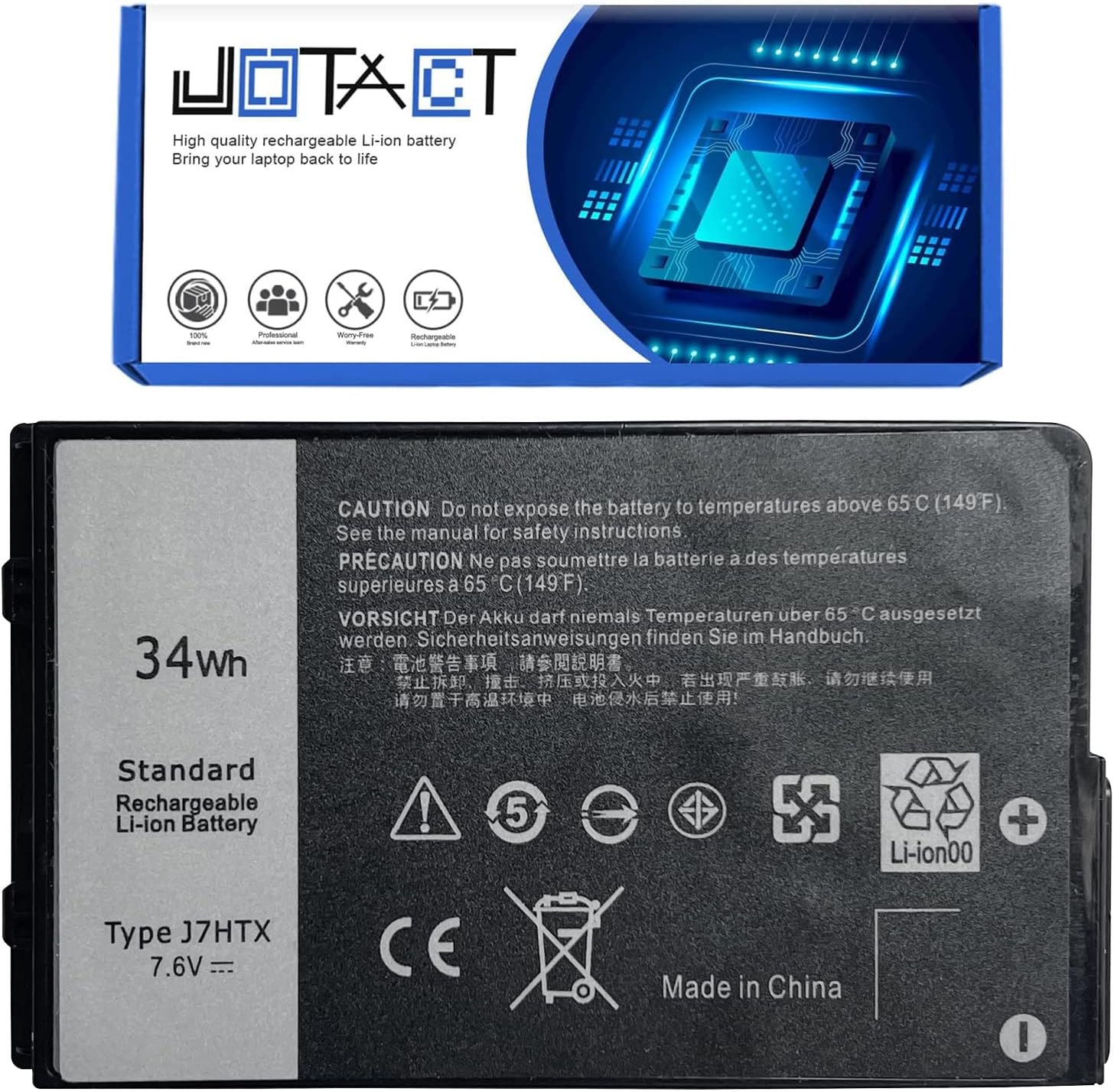 Batterie Remplacement Pour Tablette Dell Latitude Rugged 7202/7212/7220 - 7,4V 26Wh - Réf. J7HTX, 02JT7D, 7XNTR, FH8RW