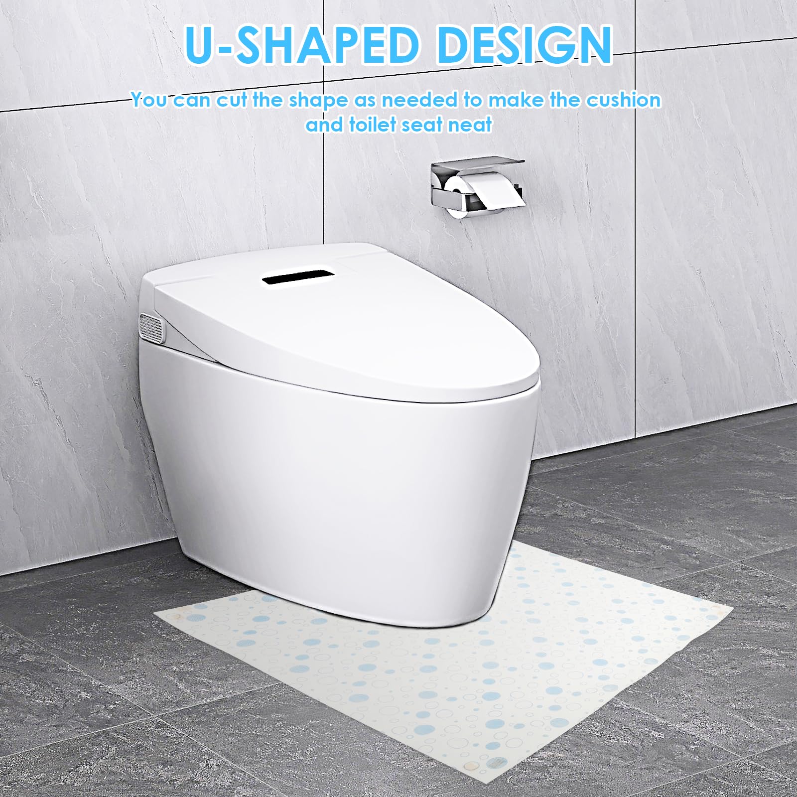 50 Stück Einweg-WC Bodenschutz,U-Form Einweg-toilettenmatte,rutschfest Wasserdicht WC-Matten,59×59 cm,für ältere Töpfchentraining,Urinenz,Badezimmerboden,rutschfest