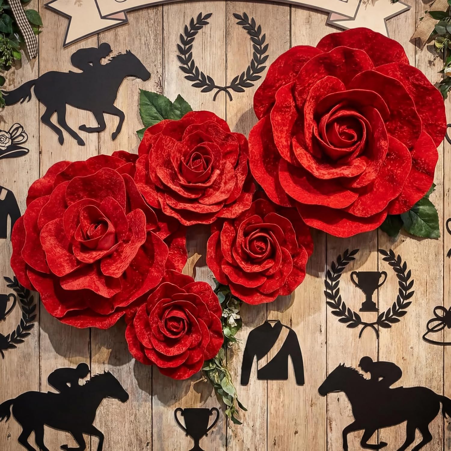 Norme 6 Pcs Derby Day Giant Flowers for Decoration 12, 16, 20 Inch Large Rose Petals Giant Flowers Large Red Rose for Derby Day Wedding Arch Decoration, Home Decor, Anniversary Birthday Valentines