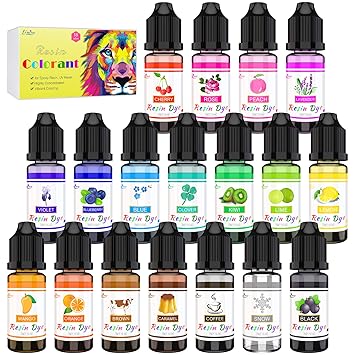 Limino Epoxy Pigment 18 Colors UV Resin Dye Liquid for UV Coloring, DIY Jewelry Making - Concentrated UV Colorant for Art, Paint, Crafts - 0.35 oz/10ml Each, Transparent