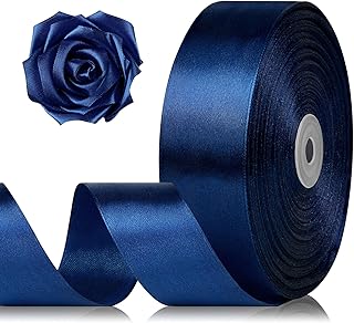 1-1/2 Inch 100 Yards Dark Blue Satin Ribbon, Solid Fabric Ribbon Roll for Flower Bouquet, Gift Wrapping, Roses Making, Handmade Crafts