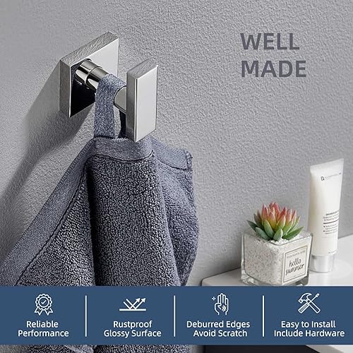 Miniatura 6 de Angle Simple Gancho para toallas de baño, gancho para bata de baño SUS 304, de acero inoxidable, soporte para toallas de mano, montado en la pared,