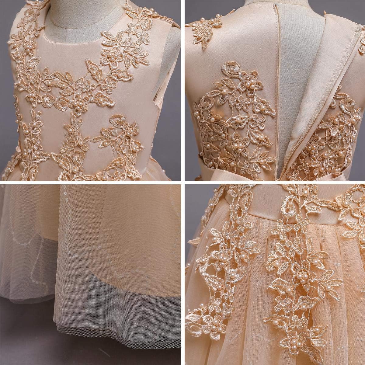 Flower Girls Embroidery Lace Bridesmaid Dress Beaded Wedding Pageant Party Princess Communion Floor Length Boho Dance Gown - Image 2