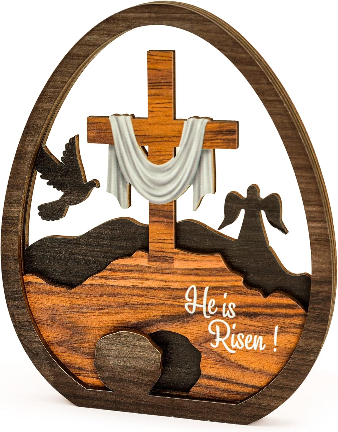 Easter Decorations with Easter Egg, He Is Risen Easter Decor – Religious Easters Cross Decoration for Home, Catholic Easterr Gift and Catholic Gifts, Christian Religious Easters Decorations