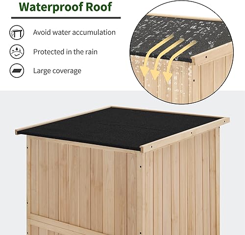 Miniatura 4 de MCombo Cobertizos de madera de 30 pulgadas de profundidad y almacenamiento al aire libre, armario de herramientas de jardín exterior con estante
