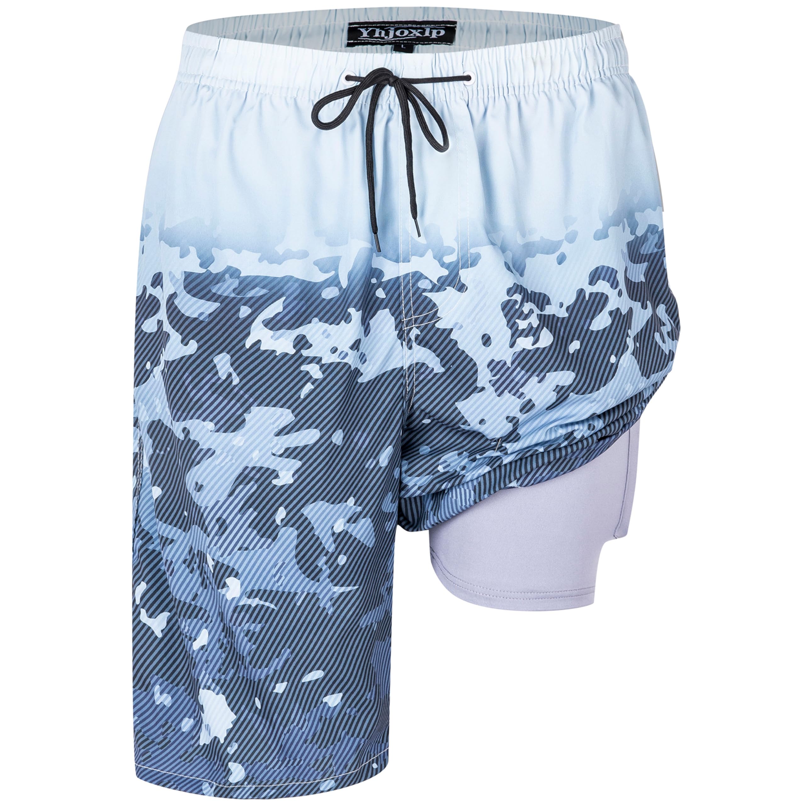 FT FENTENG Mens Swim Trunks with Compression Liner 9" Big and Tall Board Shorts 2 in 1 Quick Dry Long Swimwear Bathing Suits
