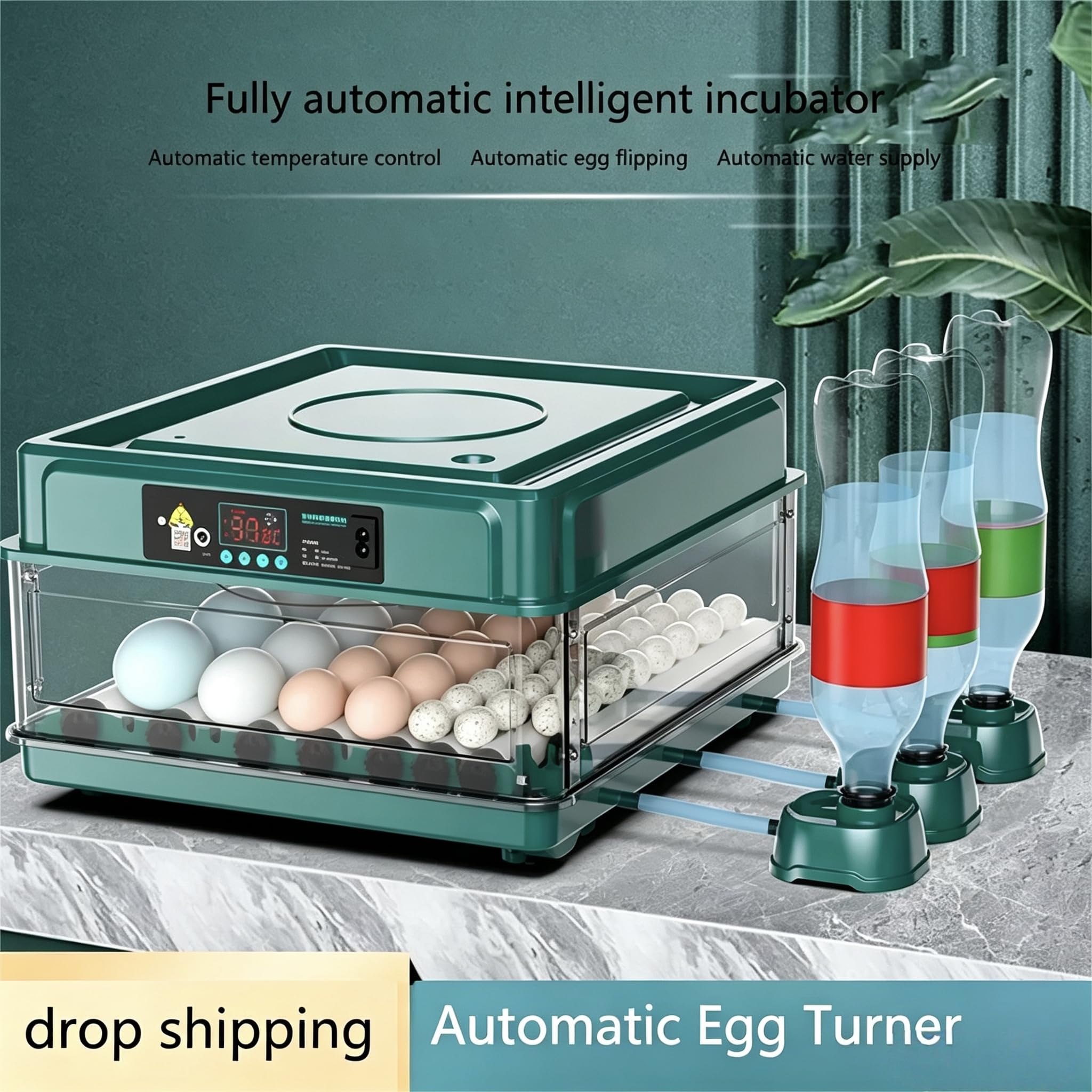 Incubadora totalmente automática de 10-36 huevos, incubadora de gallinas con giro automático de huevos, control de temperatura y humedad, para incubar pollos, patos, gansos, codornices (10 huevos)