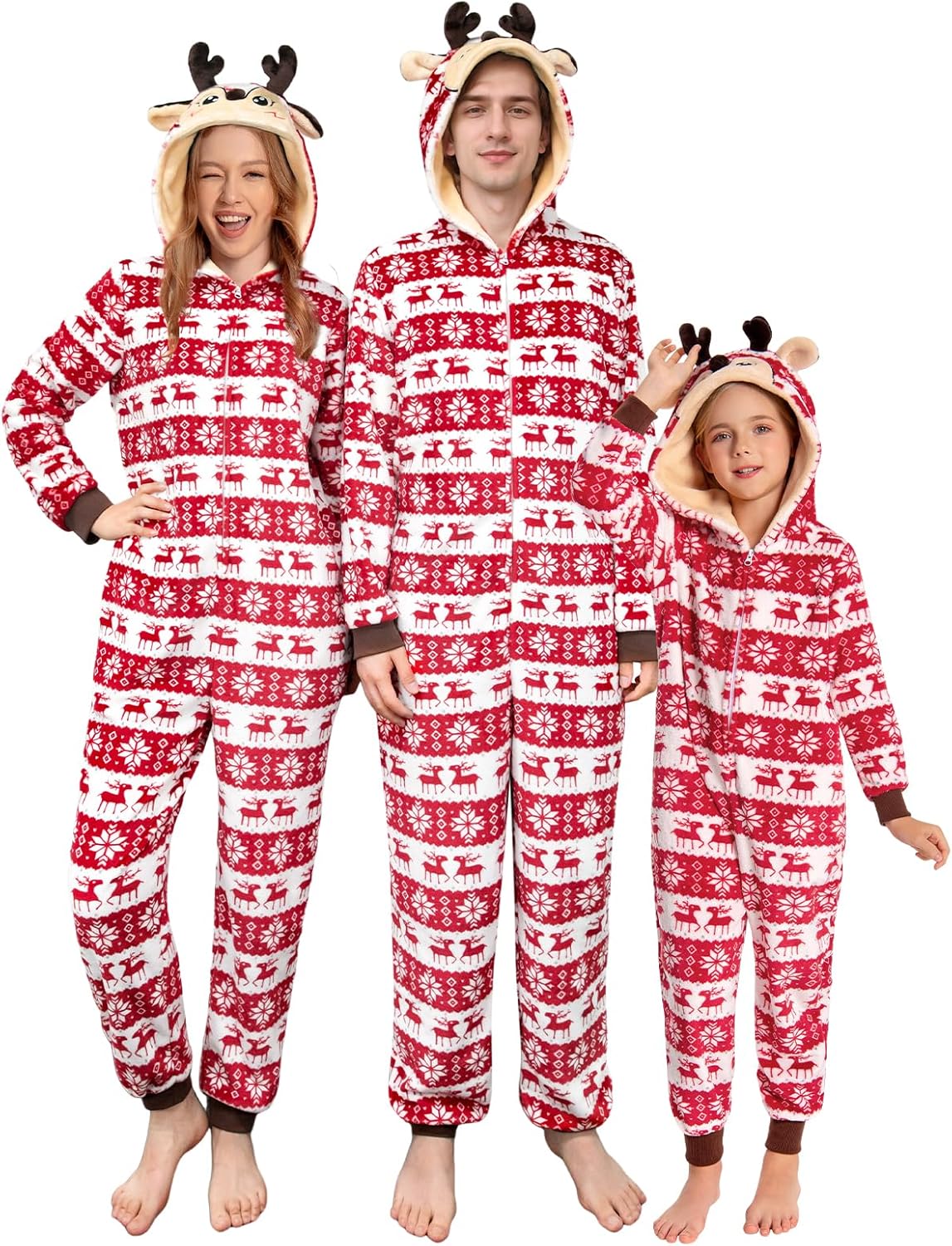 OLAOLA Matching Family Pajamas Christmas Sleepwear Xmas Flannel Holiday Onesie Hooded Novelty Halloween Pjs