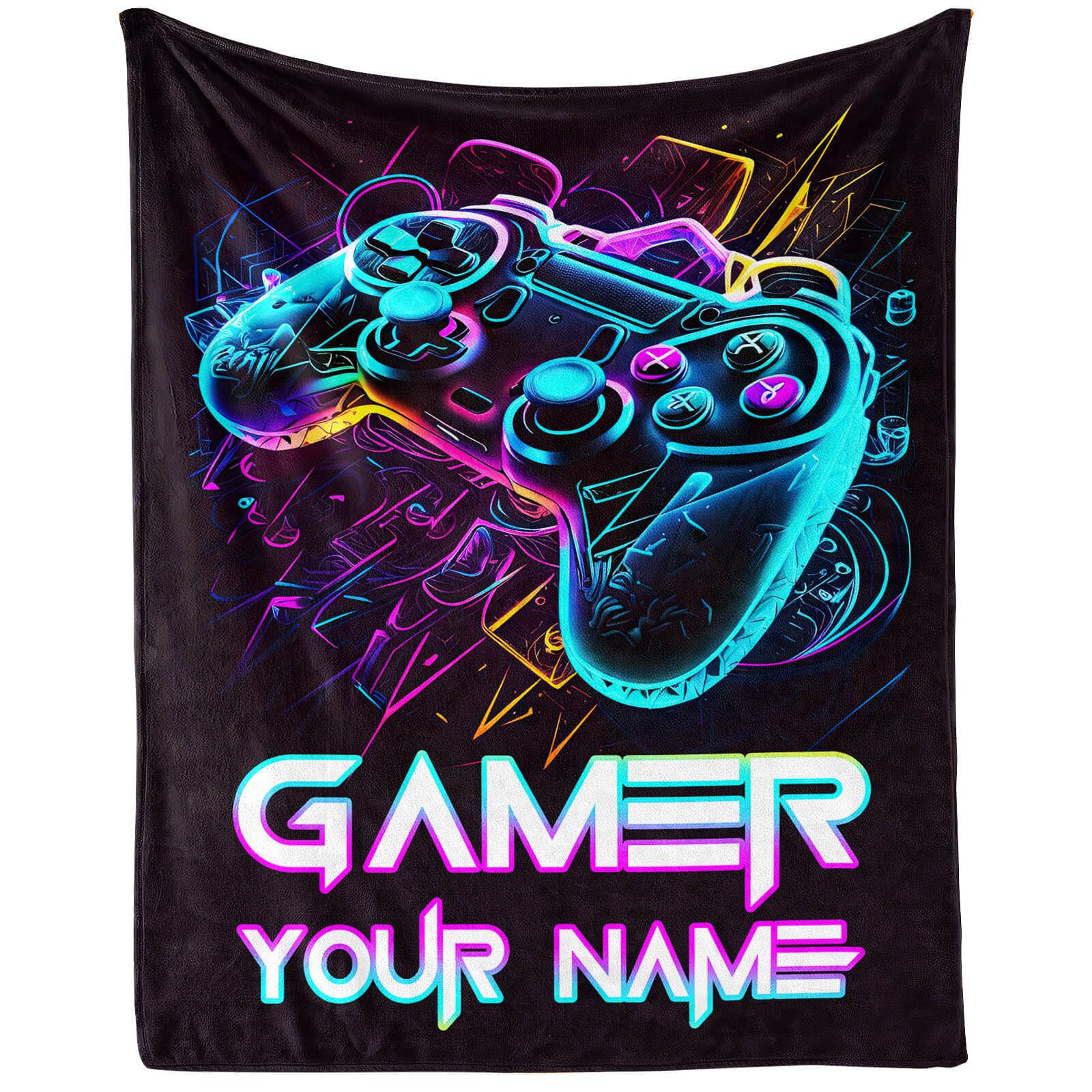 Custom Gaming Blanket, 60"x50" Flannel Cool Game Themed Throw, Personalized Gamer Throw Blankets for Kids Boys Girls Women Men Gaming Lover