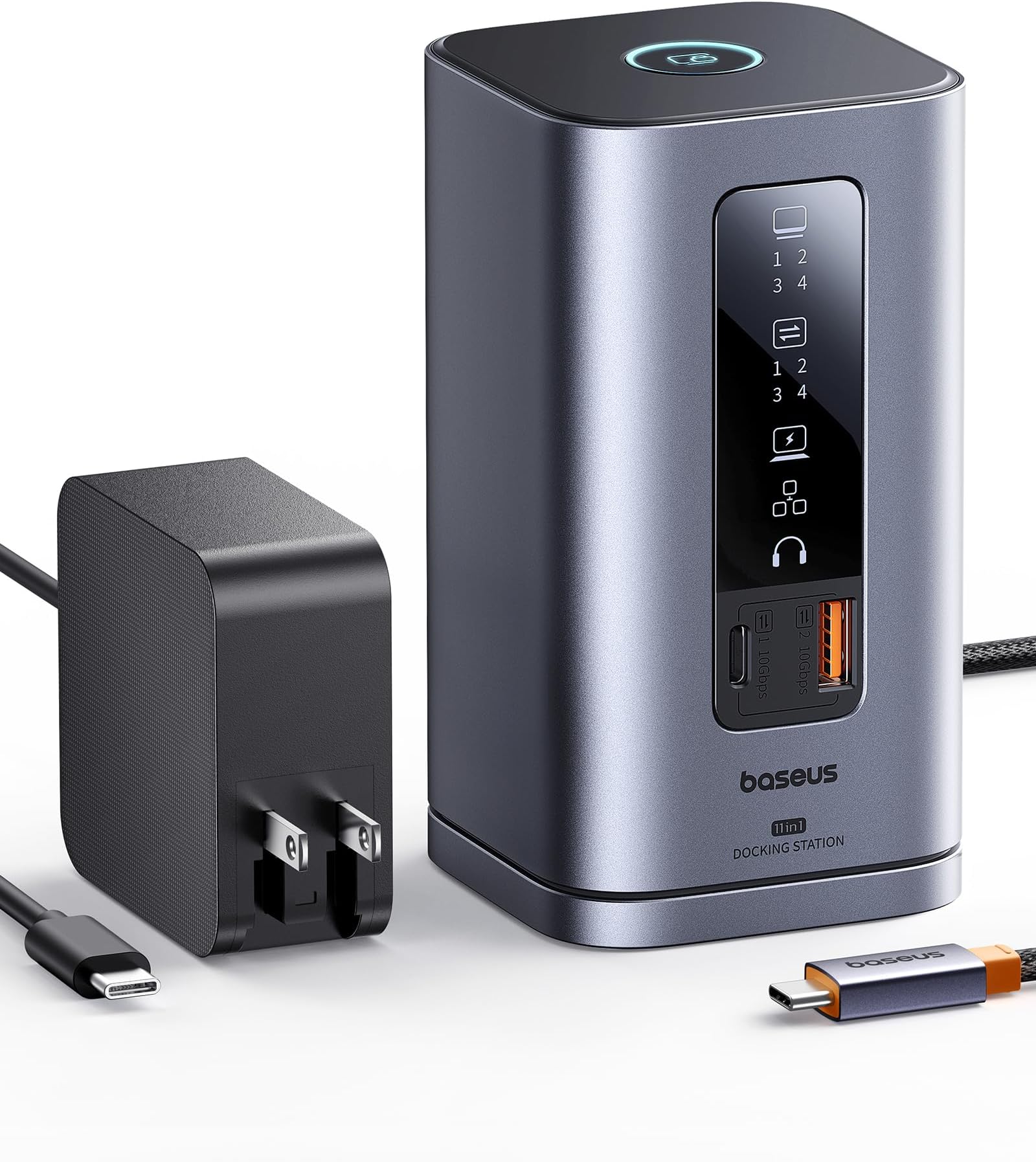 Spacemate Laptop Docking Station, 11-in-1 USB-C Docking Station for Windows, Triple Display with 4K HDMI & DP, 10Gbps USB-C & USB-A, Ethernet, Audio, 100W PD Charging (Adapter Included)