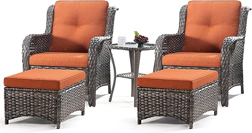 Miniatura 53 de Juego de 2 sillas de patio giratorias de 360 grados para exteriores y mesa auxiliar a juego – 3 sillas deslizantes de mimbre para patio con cojines