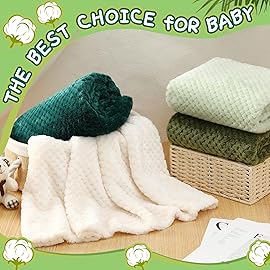 Frienda 4 Pcs Baby Fuzzy Blanket Fluffy Baby Blanket for Boys Girls Soft Warm Infant Newborn Toddler Receiving Nursery Bed Supplies, 32 x 24 Inch(Green Color)