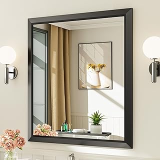 Briivue 36"x32" Black Bathroom Mirror, Anti-Rust Black Metal Framed Bathroom Mirrors for Over Sink, Wall-Mounted Rectangle... Price In India