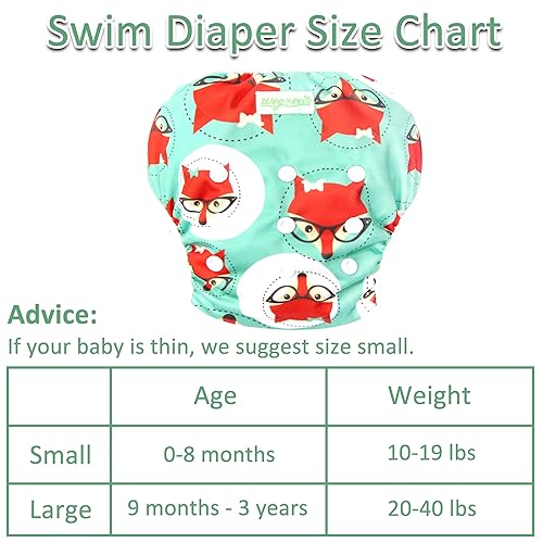 Miniatura 3 de Wegreeco - Pañal de natación reutilizable para bebés y niños pequeños, talla única