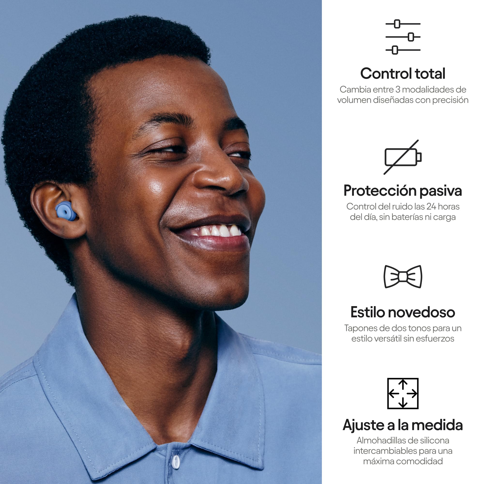 Tapones Loop Switch - Tapones antirruido con varios modos | Protección auditiva pasiva ajustable para la concentración, viajes, socialización y sensibilidad al ruido | Protección auditiva reutilizable